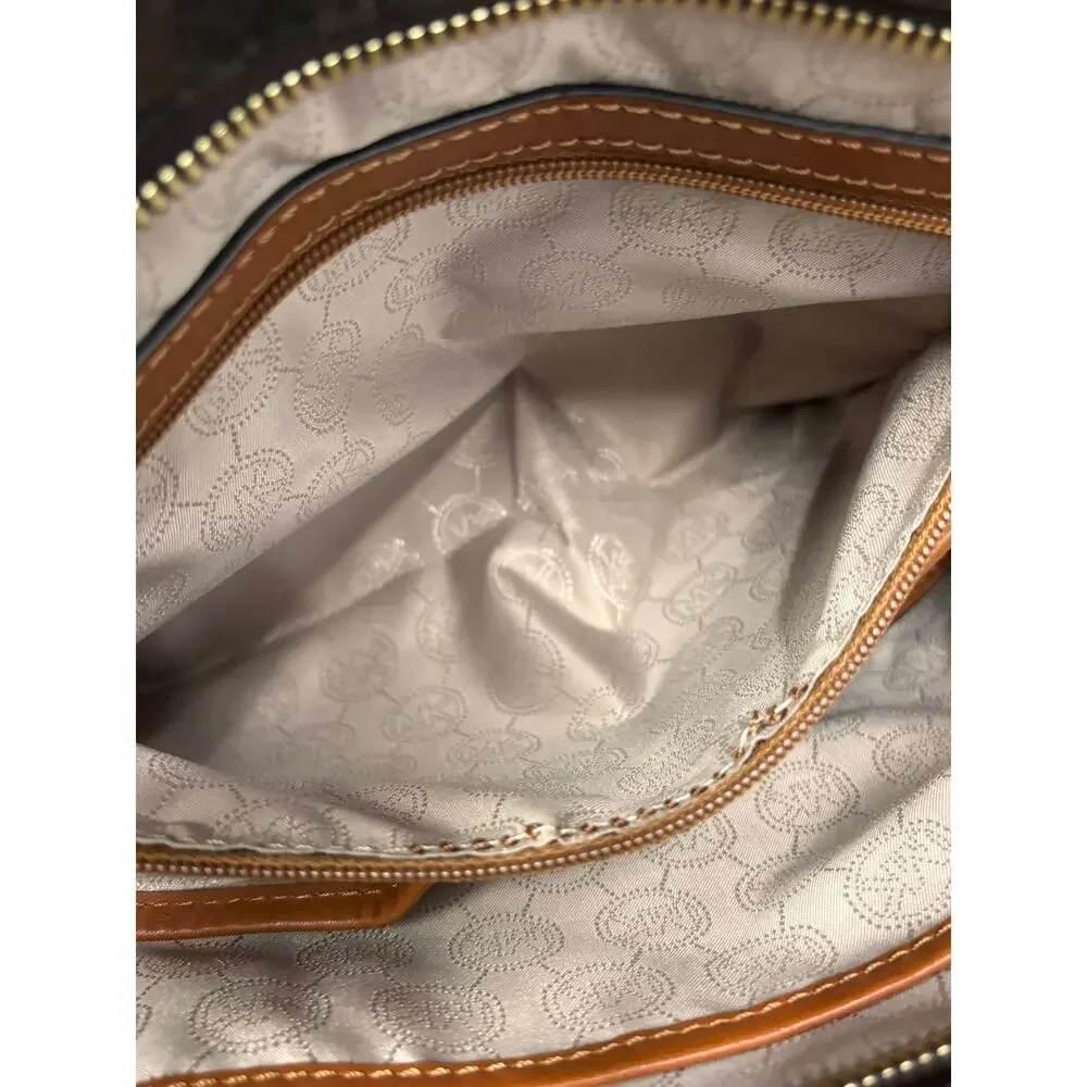Michael Kors Brown Logo Print Medium Tote Purse #80280